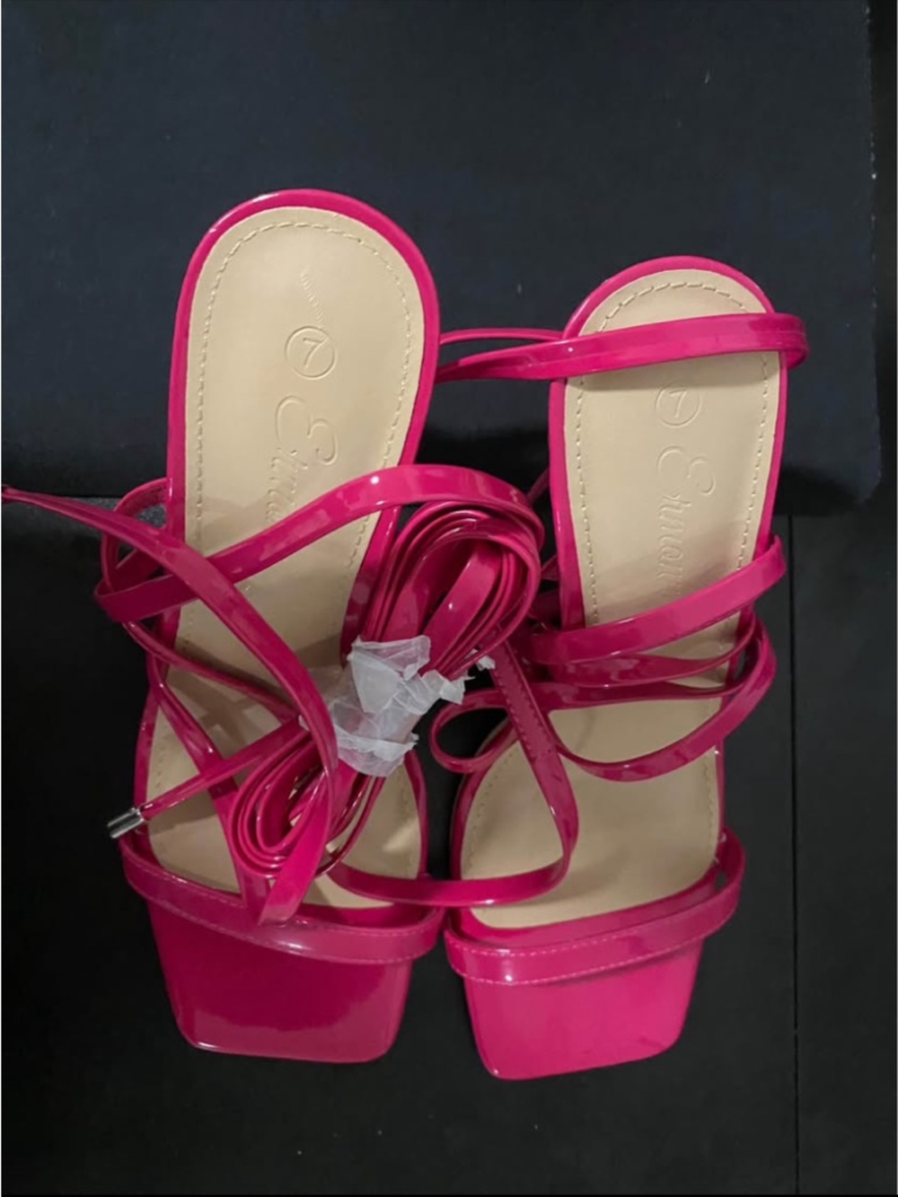 Strappy Lace-Up High Heel Sandals in Hot Pink